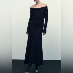 Zara Black Long Sleeve Maxi Dress